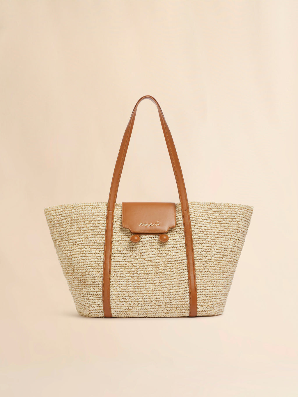 Tote bag de playa Trunkaroo mediana en efecto de rafia natural. MARNI
